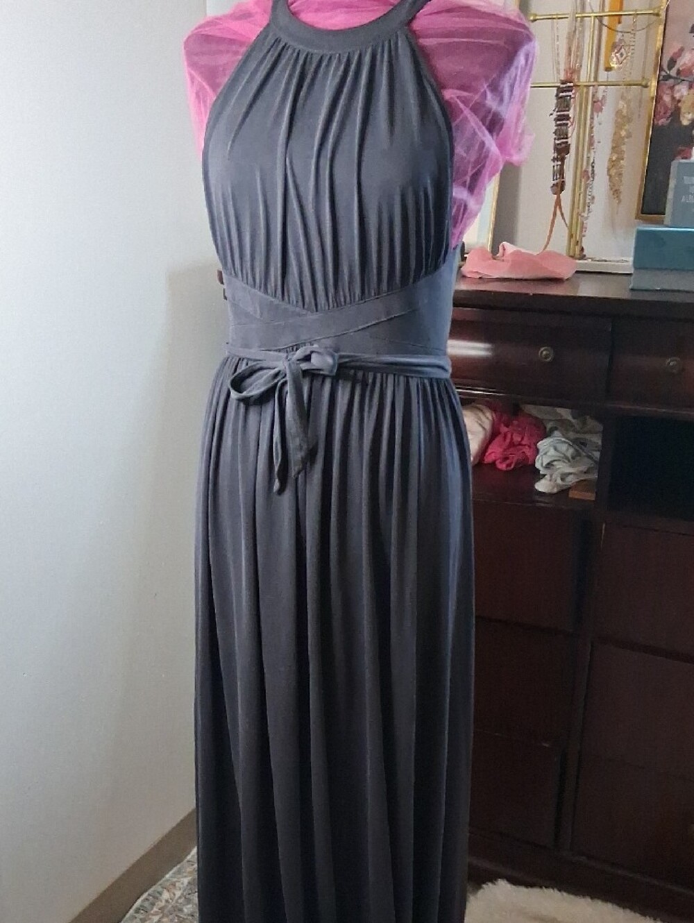 silence + noise Black Halter Maxi Dress with Gathered Bodice - Picture 8 of 11